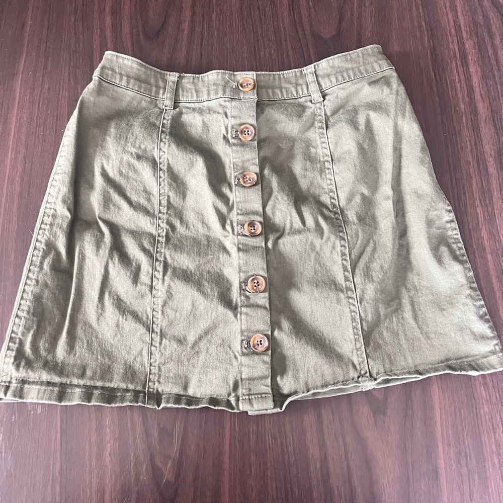 Forever 21 Khaki Button-Down Mini Skirt